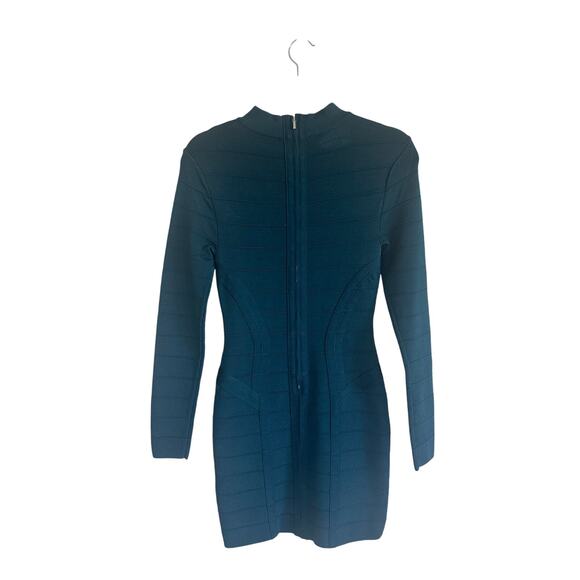 Bebe Women's Bandage Bodycon Dress Medium Long Sleeve Cutout Mini Teal Blue - Picture 15 of 16